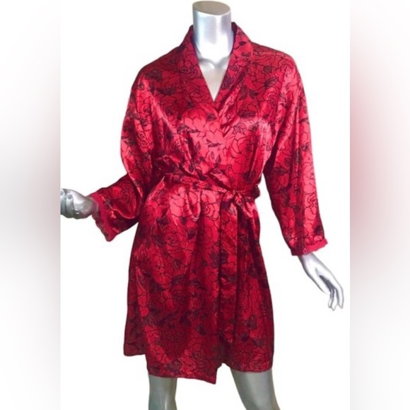 Red rose silk robe - Picture 1 of 4